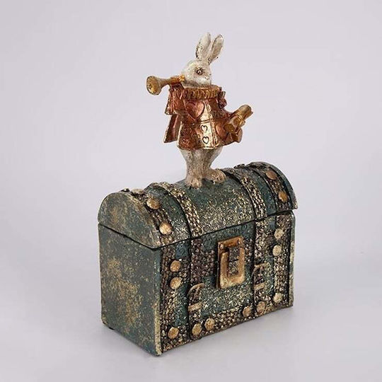 Easter Rabbit Box Polyresin White Green Red 13x7.5x21 cm Estheti 818-00078