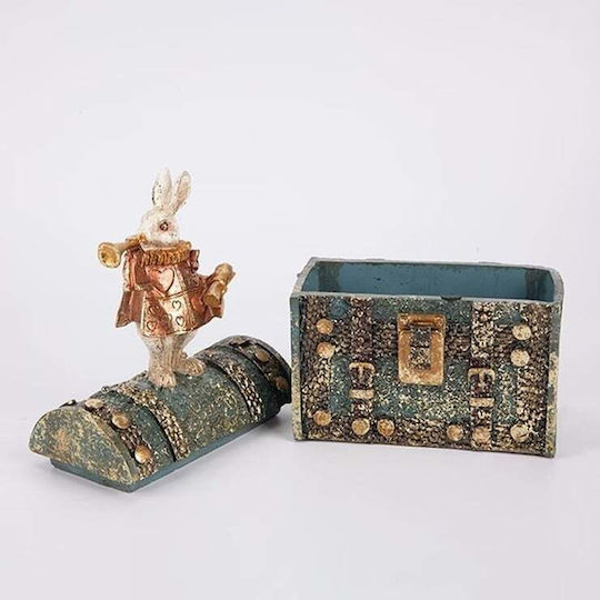Easter Rabbit Box Polyresin White Green Red 13x7.5x21 cm Estheti 818-00078