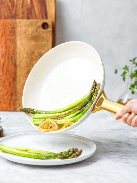 Green Pan Padova Reserve Cookware Set Made of Aluminum Cream White with Ceramic Interior Coating 6 Pieces
