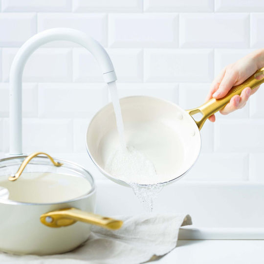 Green Pan Padova Reserve Cookware Set Made of Aluminum Cream White with Ceramic Interior Coating 6 Pieces
