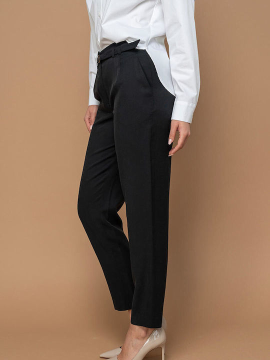 Ilaria Damen Stoffhose Mit Hochgebirge Passform Schwarz
