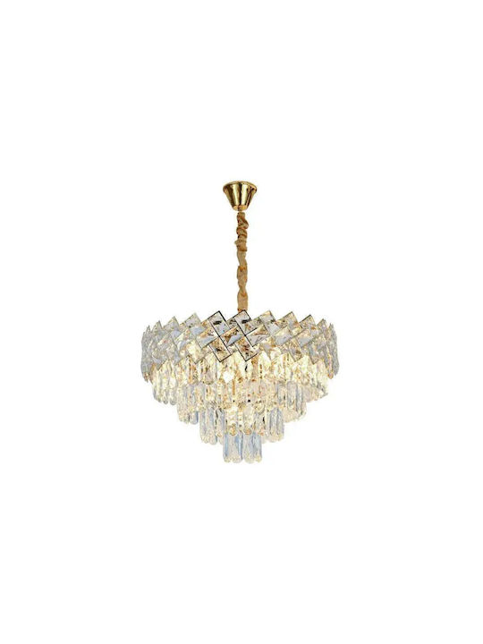 Alista Home Candelabru 8xE14 Ø39cm cu Cristale Auriu AT1CT-IM1P-HT2L-CC800/500GD