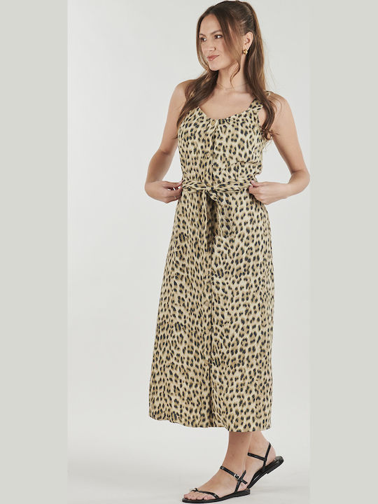 Ro W Summer Midi Dress Beige