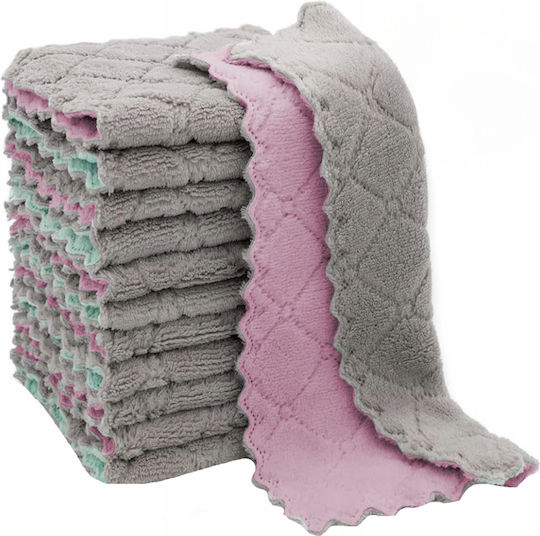 Set 10 Microfiber Cloths Zola Quick-drying 23 X 23 Cm Purple