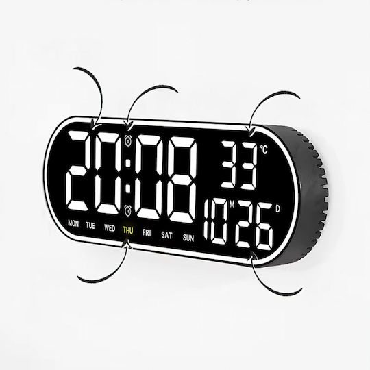 Масов Часовник Дигитален LED Пластмасов с Будилник Черен ZN1RCK3QWS1624