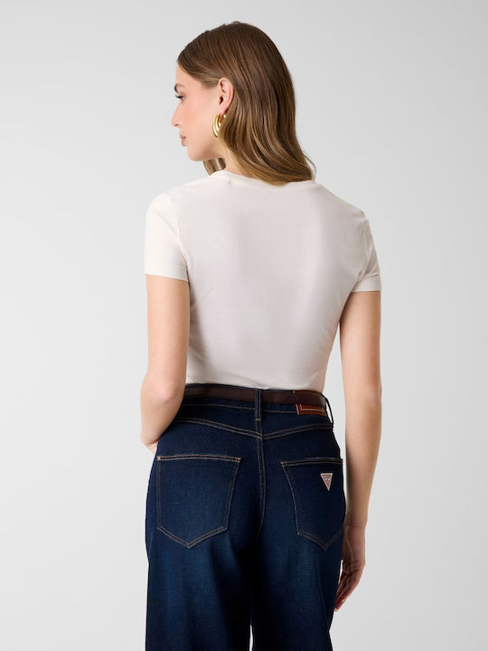 Guess T-Shirt Μπεζ Ανοιχτο