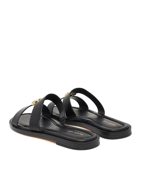 Damen Flache Schwarze Sandalen