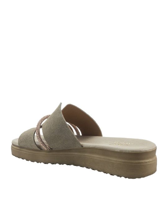 Damen Flache Sandalen Braun