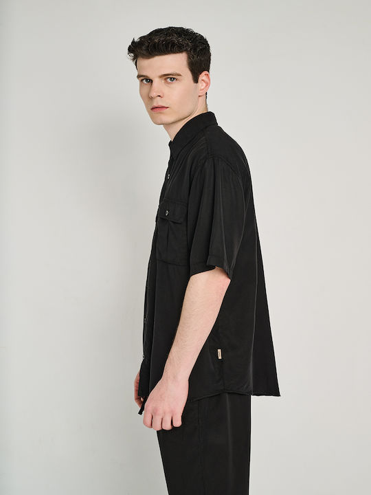 Short Sleeve Cotton Shirt Black 61-206.055.N0090