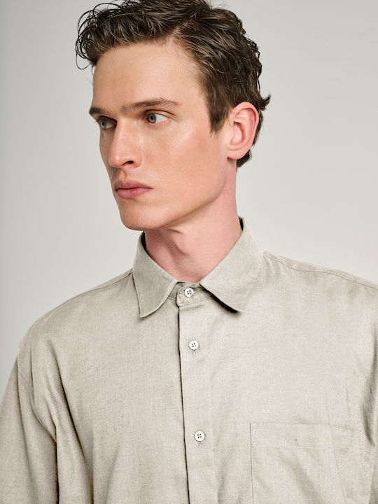Short Sleeve Linen Shirt Gray 61-205.055.N9947