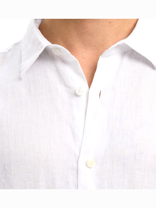 Kylian Long Sleeve Linen Shirt in Regular Fit White