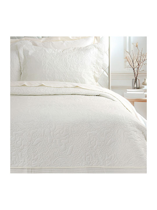 Nima Heather Coverlet Set Double Microfiber Heather Ivory 240x260cm 3 Pieces
