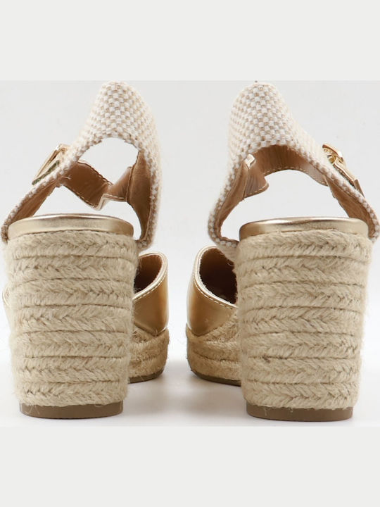 Women's Summer Platforms In Gold Espadrille Style