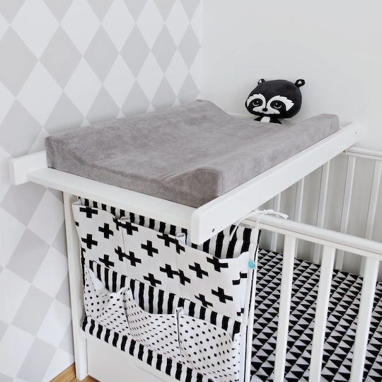 Hard Changing Pad with Cover Made of Grey Fabric 47x72cm