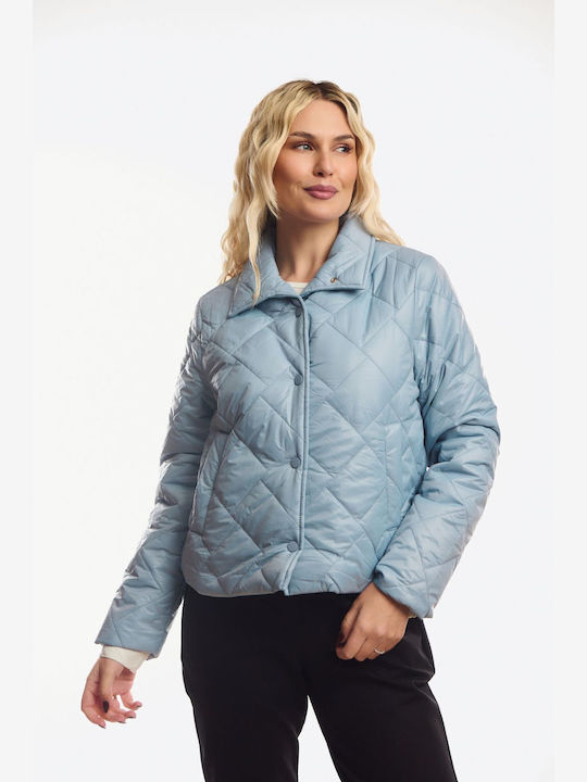 Kurze Damenjacke Für Frühling - Herbst Hellblau