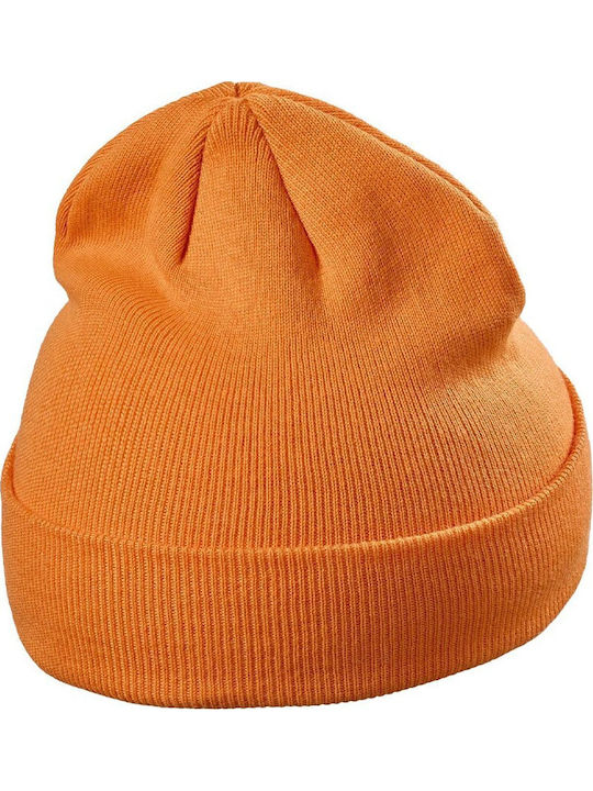 Beanie Unisex Σκούφος Πλεκτός σε Πορτοκαλί χρώμα