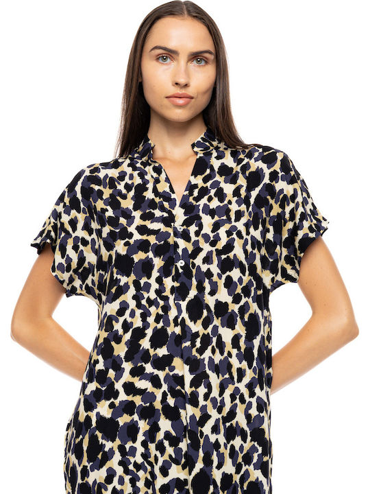 Pink Label Damenbademode Kleid Gelb Leopard