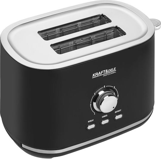 Kraft & Dele Toaster 2 Schlitze 1000W Schwarze