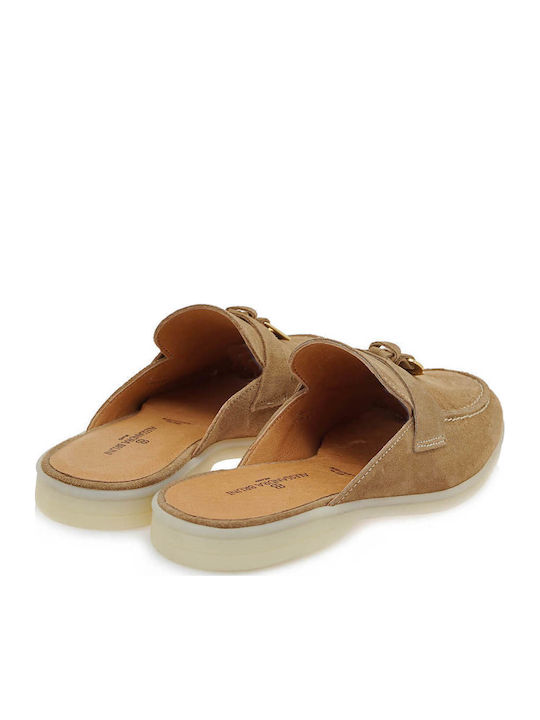 Flat Suede Mules σε Καφέ Χρώμα
