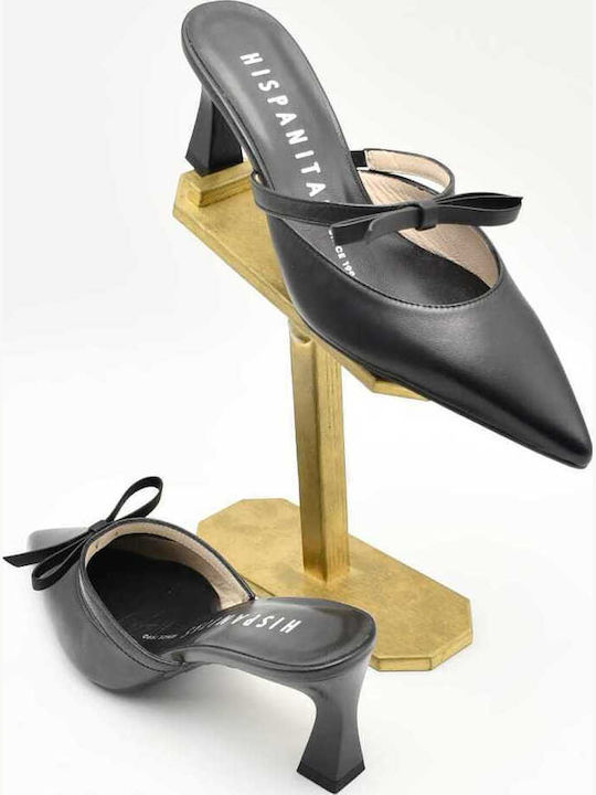 Flat Δερμάτινα Mules σε Μαύρο Χρώμα