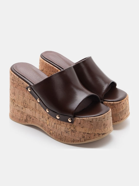 Mules With High Heel In Brown Colour