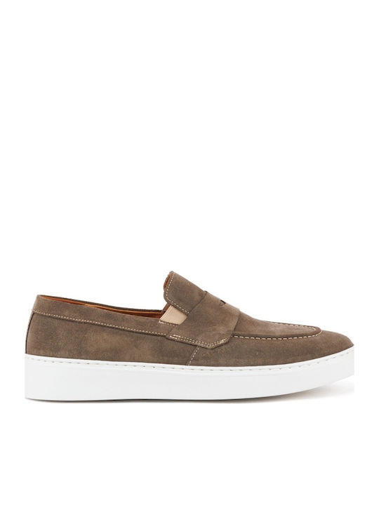 Suede Ανδρικά Μοκασίνια σε Λευκό Χρώμα