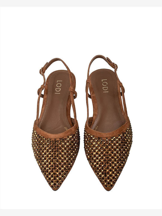 Women's Ballerina Shoes Slingback In Brown Colour