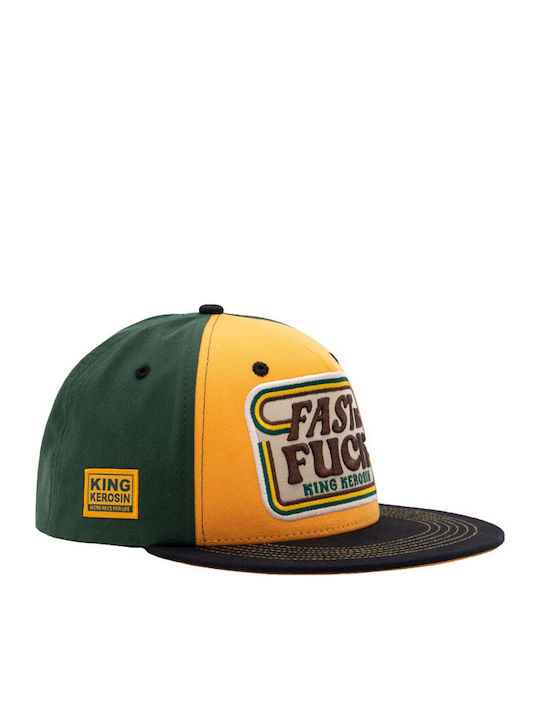 King Kerosin Καπέλο Fast As Fuck Flat Cap Black Yellow