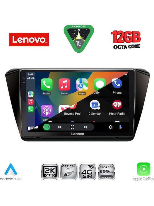 Lenovo Car Audio System for Skoda Superb 2015-2023 with Clima (Bluetooth/USB/WiFi/GPS/Apple CarPlay/Android Auto) with 10" Touch Screen