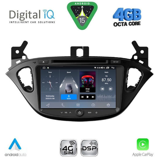 Digital IQ Car Audio System for Opel Adam / Corsa 2014-2021 (Bluetooth/USB/WiFi/GPS/Apple CarPlay/Android Auto) with 8" Touch Screen
