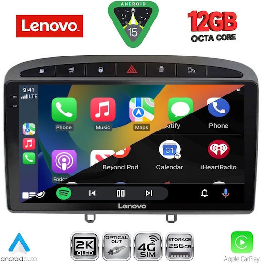 Lenovo Car Audio System for Peugeot 308 / RCZ 2007-2012 Bluetooth USB WiFi GPS Apple CarPlay Android Auto with 9" Touch Screen