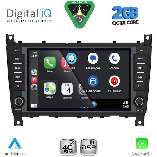 Digital IQ Car Audio System for Mercedes-Benz C Class / CLK Class 2004-2008 (Bluetooth/USB/WiFi/GPS/Apple CarPlay/Android Auto) with 8" Touch Screen