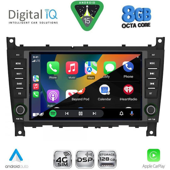 Digital IQ Car Audio System for Mercedes-Benz C Class / CLK Class 2004-2008 (Bluetooth/USB/WiFi/GPS/Apple CarPlay/Android Auto) with 8" Touch Screen