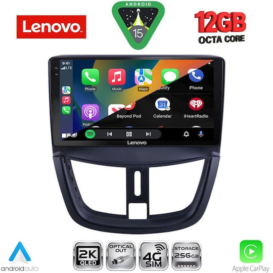 Lenovo Car Audio System for Peugeot 207 2007-2014 Bluetooth USB WiFi GPS Apple CarPlay Android Auto with 9" Touch Screen