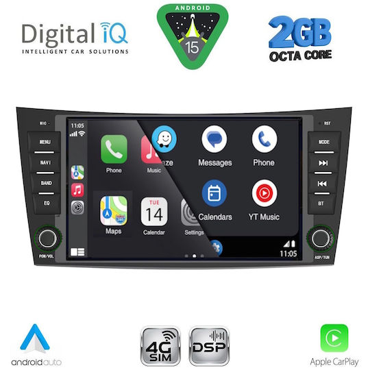 Digital IQ Car Audio System for Mercedes-Benz E Class / CLS Class 2003-2009 Bluetooth USB WiFi GPS Apple CarPlay Android Auto with 8" Touch Screen