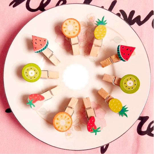 Wooden Clothespins Fruit 35mm 10 Pack 7dis153