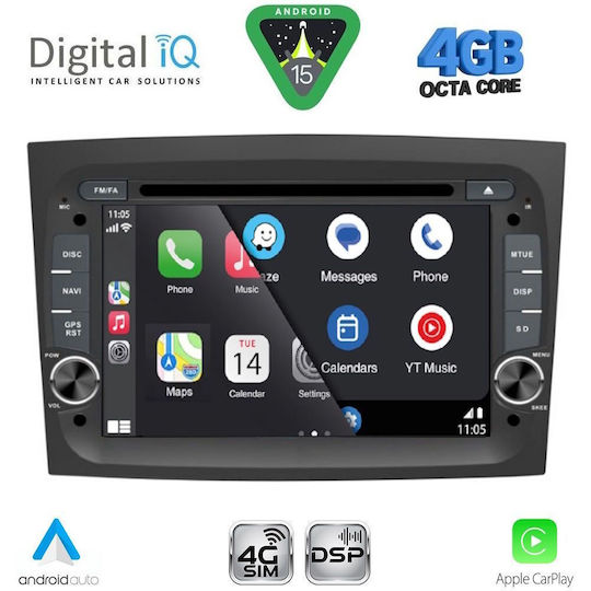 Digital IQ Ηχοσύστημα Αυτοκινήτου για Fiat Doblo 2015-2022 (Bluetooth/USB/WiFi/GPS/Apple-Carplay/Android-Auto) με Οθόνη Αφής 7"