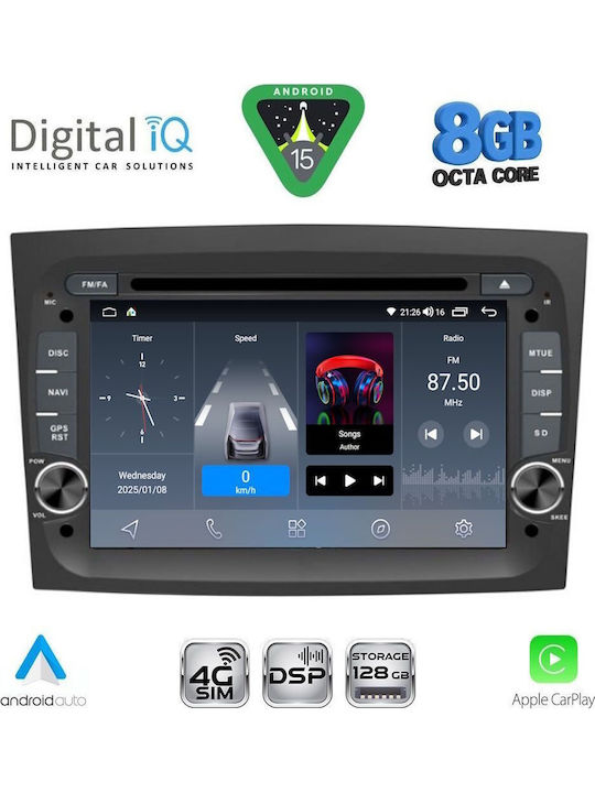 Digital IQ Car Audio System for Fiat Doblo 2015-2022 Bluetooth USB WiFi GPS Apple CarPlay Android Auto with 7" Touch Screen