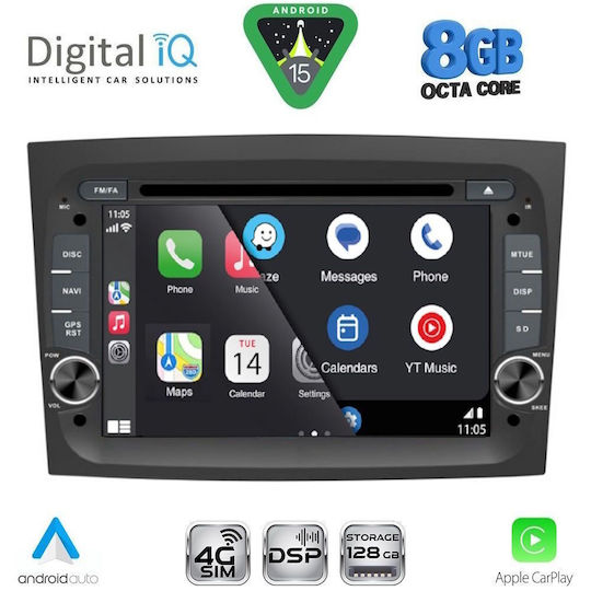 Digital IQ Ηχοσύστημα Αυτοκινήτου για Fiat Doblo 2015-2022 (Bluetooth/USB/WiFi/GPS/Apple-Carplay/Android-Auto) με Οθόνη Αφής 7"