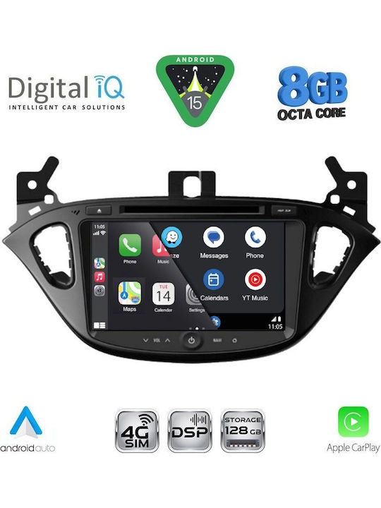 Digital IQ Auto-Audiosystem für Opel Adam / Corsa 2014-2021 Bluetooth USB Eingebautes Wi-Fi GPS Apple CarPlay Android Auto mit Touchscreen 8 Zoll DIGITAL IQ BLM 721 CPA