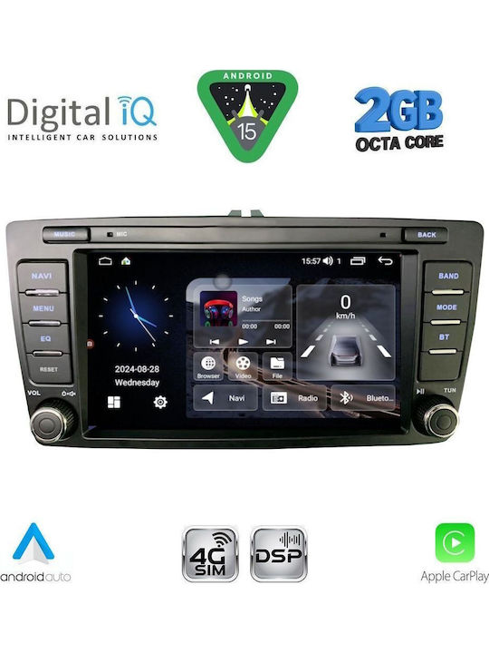 Digital IQ Car Audio System for Peugeot 207 Skoda Octavia 2005-2012 with Clima Bluetooth USB WiFi GPS Apple CarPlay Android Auto