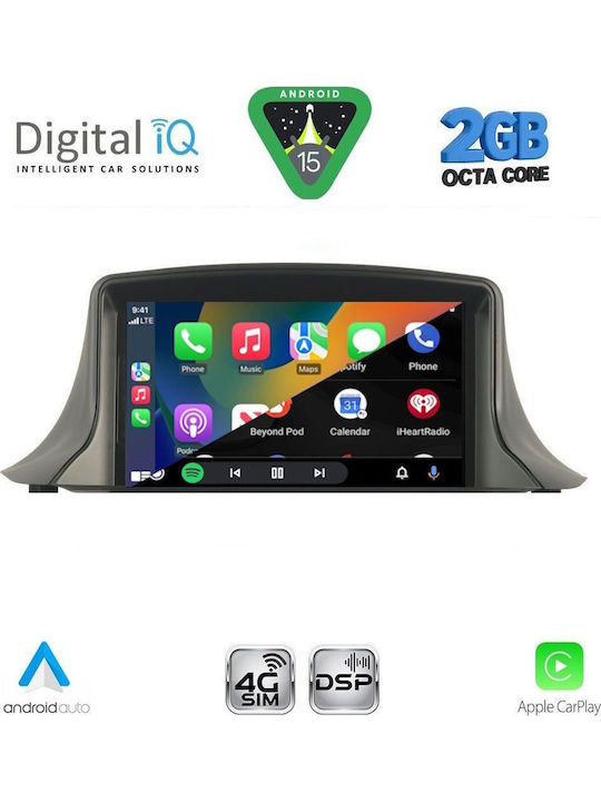 Digital IQ Car Audio System for Renault Megane 2009-2015 (Bluetooth/USB/WiFi/GPS/Apple CarPlay/Android Auto) with 7" Touch Screen