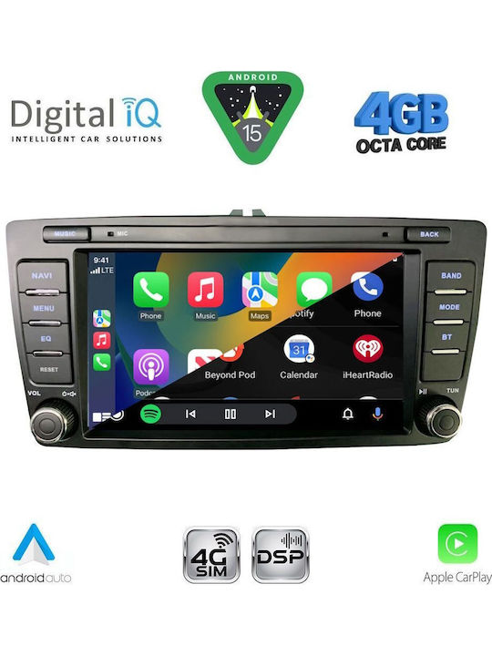 Digital IQ Car Audio System for Peugeot 207 Skoda Octavia 2005-2012 with Clima Bluetooth USB WiFi GPS Apple CarPlay Android Auto