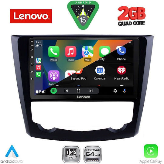 Lenovo Автомобилна Аудио Система за Renault Kadjar 2015-2022 (Bluetooth/USB/Вграден Wi-Fi/GPS/Apple CarPlay/Android Auto) с Touch Screen 9"