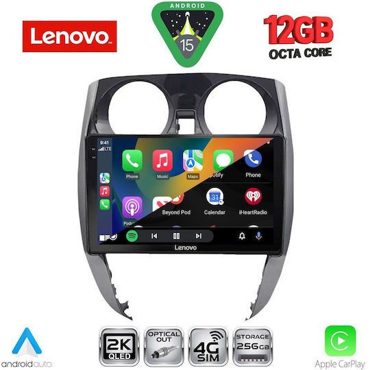 Lenovo Car Audio System for Nissan Note 2012-2020 (Bluetooth/USB/WiFi/GPS/Apple CarPlay/Android Auto) with 10" Touch Screen