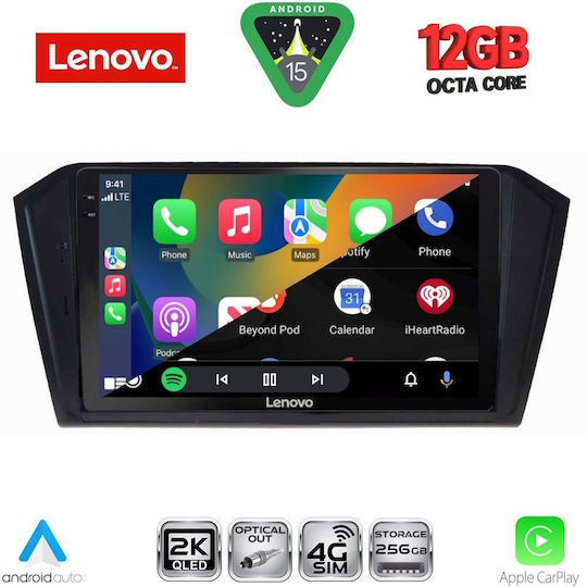 Lenovo Ηχοσύστημα Αυτοκινήτου για Volkswagen Passat 2016-2023 με Clima (Bluetooth/USB/WiFi/GPS/Apple-Carplay/Android-Auto) με Οθόνη Αφής 10"