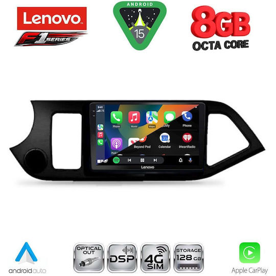 Lenovo Car Audio System for Kia Picanto 2011-2017 (Bluetooth/USB/WiFi/GPS/Apple CarPlay/Android Auto) with 9" Touch Screen