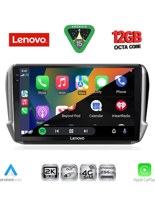 Lenovo Car Audio System for Peugeot 2008 2012-2021 Bluetooth USB WiFi GPS Apple CarPlay Android Auto with 10" Touch Screen