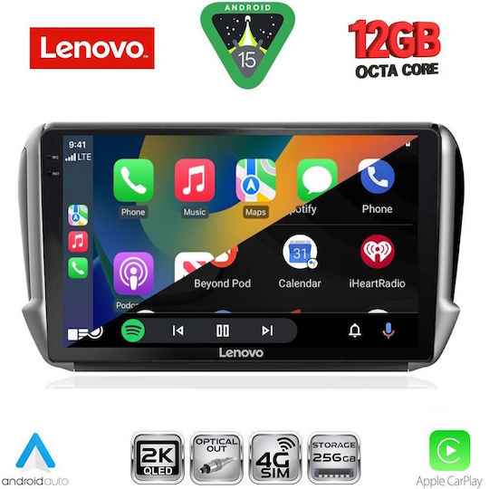 Lenovo Ηχοσύστημα Αυτοκινήτου για Peugeot 2008 2012-2021 (Bluetooth/USB/WiFi/GPS/Apple-Carplay/Android-Auto) με Οθόνη Αφής 10"