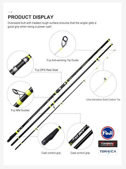 Surf Casting Set Rod Noeby Surf Master Hybrid 4.25m C.w:100 250g Toray Japan Carbon Fuji Guides Reel Noeby Legend 7 6000 Max Drag 25kg